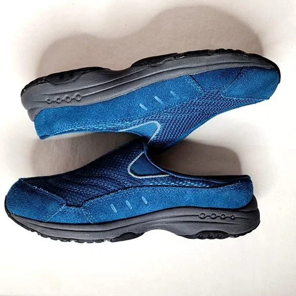 Easy Spirit Traveltime Mule Comfort Shoes Turquoise Leather Fabric - Picture 5 of 9
